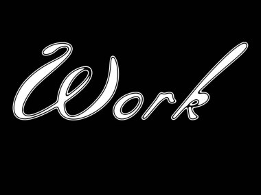 Siyah zemin üzerine beyaz kelime.