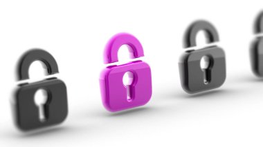 Beyaz yüzey üzerinde 3D simgesi.