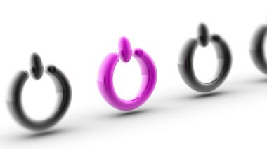 Beyaz yüzey üzerinde 3D simgesi.