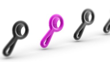 Beyaz yüzey üzerinde 3D simgesi.