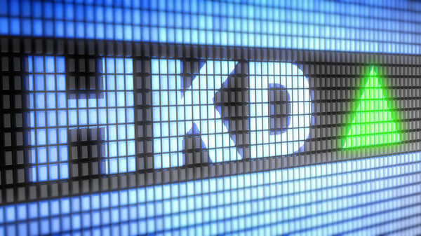 Hong Kong Dollar on the screen. Illustration.