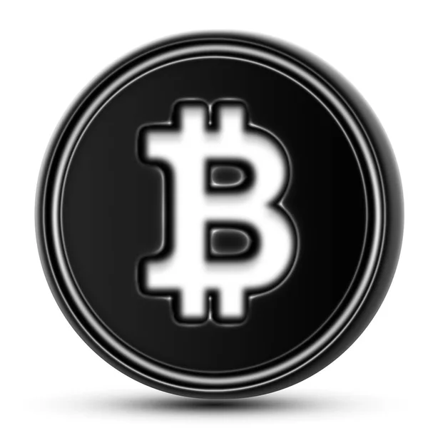 Bitcoin Εικονίδιο Στον Μαύρο Πάγκο — Φωτογραφία Αρχείου