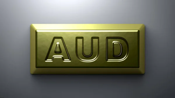 Australian dollar sign on the gold bullion.