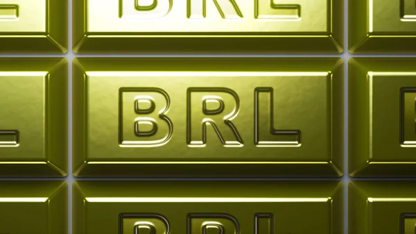 Brazilian Real Sign Gold Bullion — Stock Photo, Image