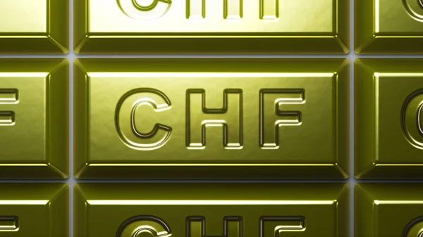 Swiss Franc Sign Gold Bullion — Stock Photo, Image