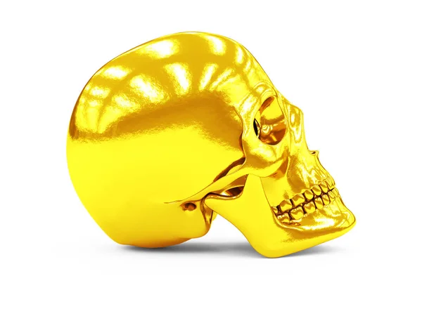 白い表面に黄金の頭蓋骨 — ストック写真