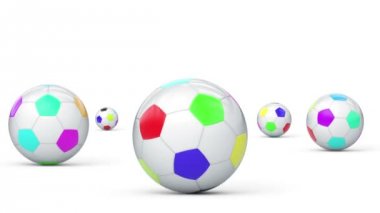 Soccerballs beyaz yüzey üzerinde atlama. Döngü.