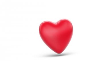 Kalp beyaz yüzey üzerinde atlama. Döngü. Beyaz arka plan üzerinde izole