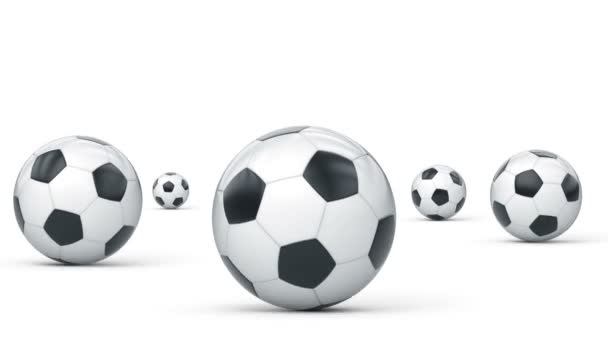 Balles Football Sautantes Sur Surface Blanche Boucle — Video