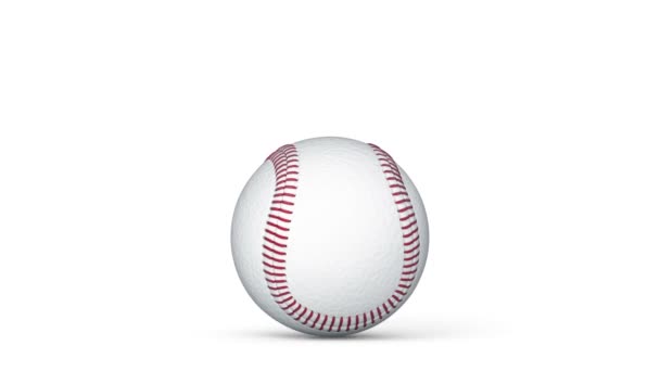 Бейсбол Зацикливаюсь Альфа Канал Включен Изолированный Белом Фоне — стоковое видео