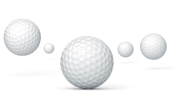 Golfballs Beyaz Yüzey Üzerinde Atlama Döngü — Stok video