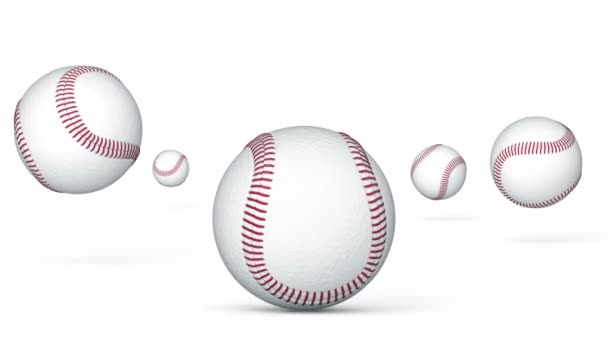 Skoki Baseballs Białej Powierzchni Pętli — Wideo stockowe