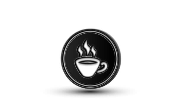 Icono Del Café Mostrador Revisando Canal Alfa Aislado Sobre Fondo — Vídeos de Stock