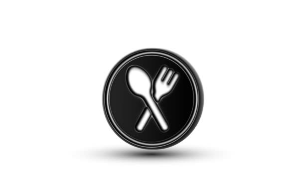 Dinner Icon Counter Looping Alpha Channel Isolated White Background — Stock Video