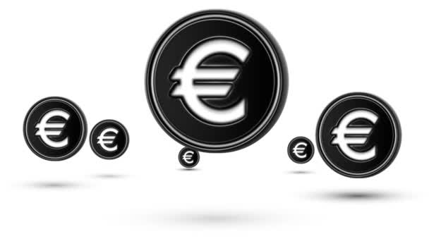 Hoppande Euro Ikoner Looping Isolerad Vit Bakgrund — Stockvideo