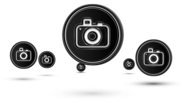 Jumping Camera Icons Looping Isolated White Background — Stock Video