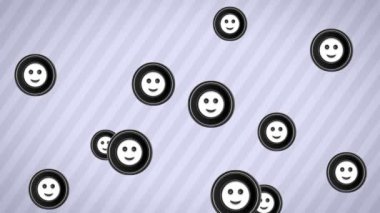 Düşen gülümseme simgeler. Döngü. Alfa kanalı.