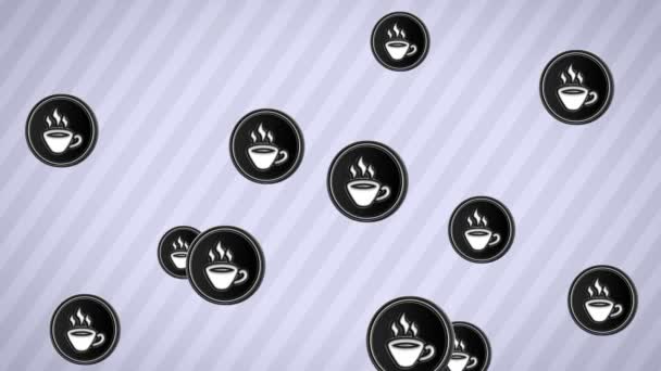 Icônes de café tombant. Boucle. Canal alpha .