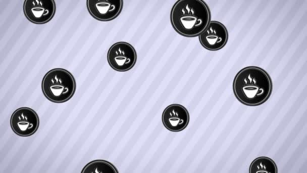 Icônes de café tombant. Boucle. Canal alpha .