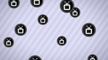 Düşen tv simgeler. Döngü. Alfa kanalı.