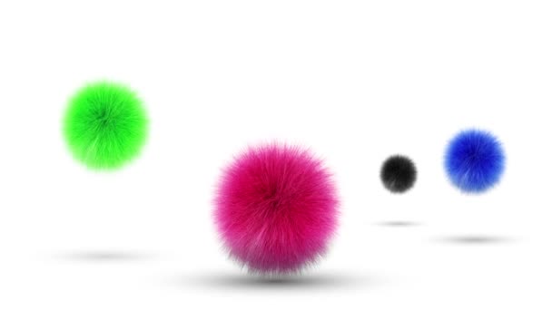 Pluizig Ballen Looping Alfakanaal Geïsoleerd Witte Achtergrond — Stockvideo