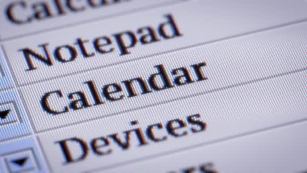 Calendario Revisando Propio Diseño Del Menú Del Programa — Vídeos de Stock