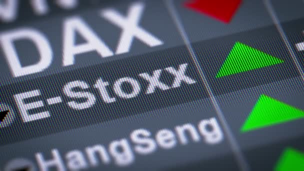 Akcií Index Akcií Eurozóny Navrhl Stoxx Nahoru Opakování — Stock video