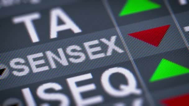 Bse Sensex Indice Azionario Flottante Ponderato Mercato Azionario Composto Società — Video Stock