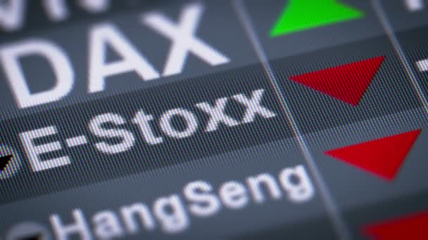 Indice Azionario Dei Titoli Azionari Dell Eurozona Progettato Stoxx Giù — Video Stock