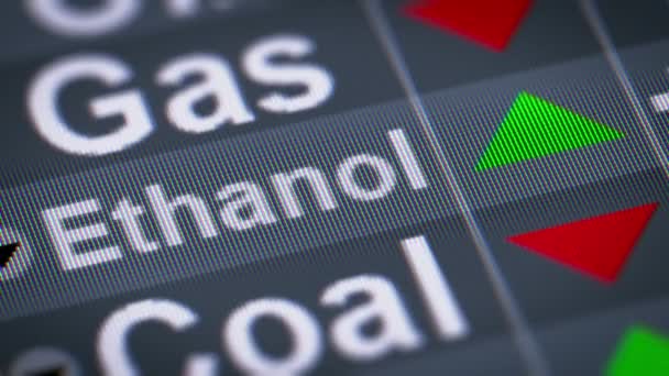 Den Index Von Ethanol Auf Dem Bildschirm Aufwärts Schleife — Stockvideo