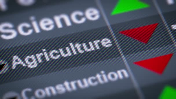 Index Van Landbouw Het Scherm Neer Looping — Stockvideo