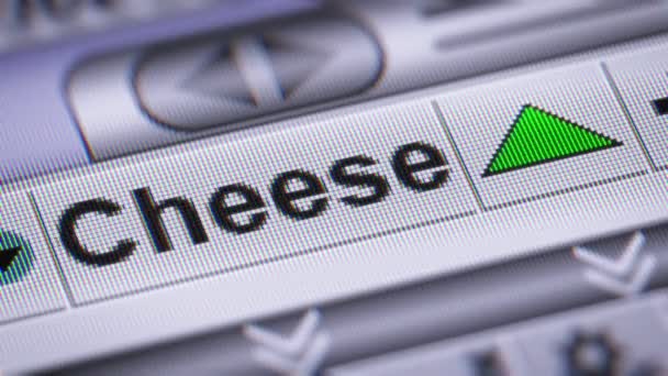 Dizin Peynir Üstünde Belgili Tanımlık Perde Yukarı Döngü — Stok video