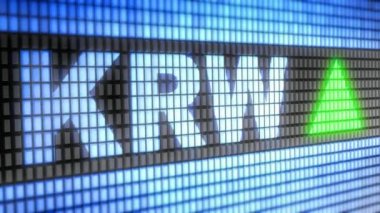 Güney Kore Wonu üstünde belgili tanımlık perde. 4k çözünürlüklü. Kodlayıcı Prores 4444. Harika kalitesi. Döngü.