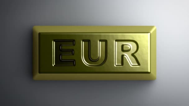 Euro Zeichen Auf Dem Goldbarren Looping Aufnahmen Haben Eine Auflösung — Stockvideo