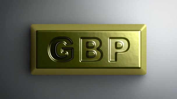 British Pound Sign Gold Bullion Looping Footage Has Resolution Prores — Stock Video