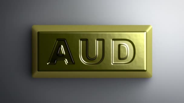 Australian Dollar Sign Gold Bullion Looping Footage Has Resolution Prores — Stock Video