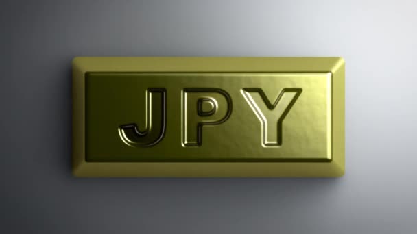 Japonský Jen Podepsat Zlatých Cihlách Opakování Záběru Rozlišení Prores 4444 — Stock video