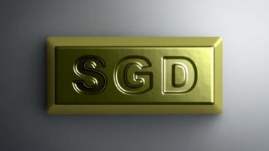 Külçe altının üzerinde Singapur dolar işareti. 4 k çözünürlüklü görüntüleri döngü var. ProRes 4444.