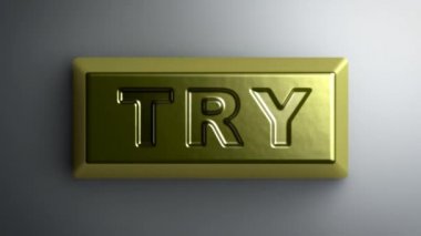 Külçe altının Türk Lirası işareti. 4 k çözünürlüklü görüntüleri döngü var. ProRes 4444.