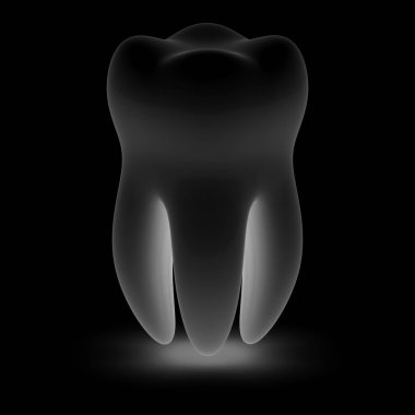 Siyah arka planda diş. 3D çizim.