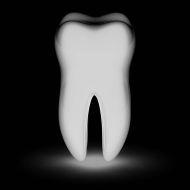Siyah arka planda diş. 3D çizim.