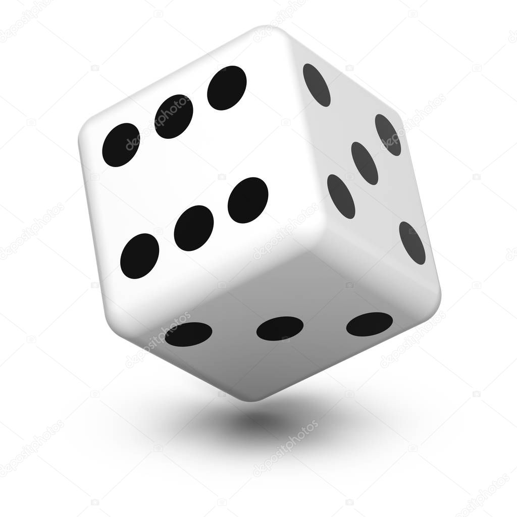 Dice in the white background. 3D Illustration.