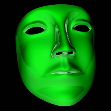 Siyah arka planda maske. 3D çizim.