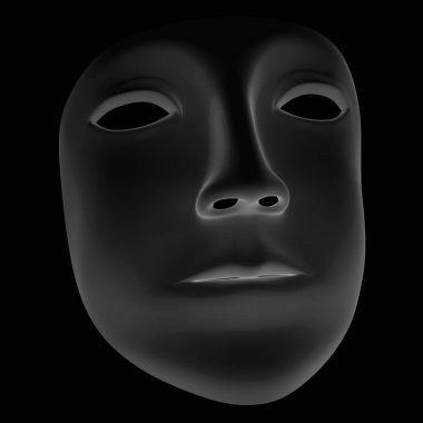 Siyah arka planda maske. 3D çizim.