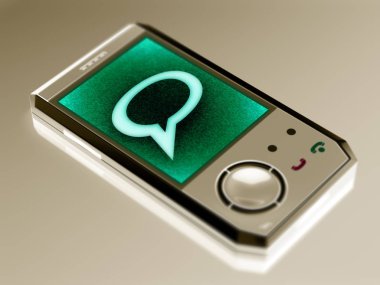 Sohbet simgesi smartphone içinde. 3D çizim.