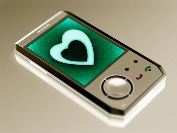 Icône Coeur Dans Smartphone Illustration — Photo