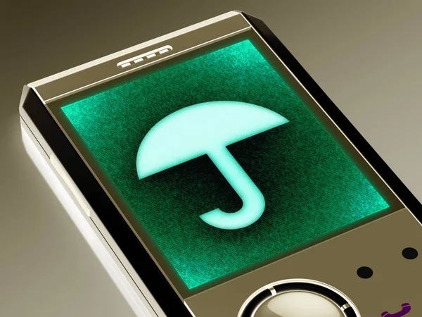 Regenschirm Symbol Smartphone Illustration — Stockfoto