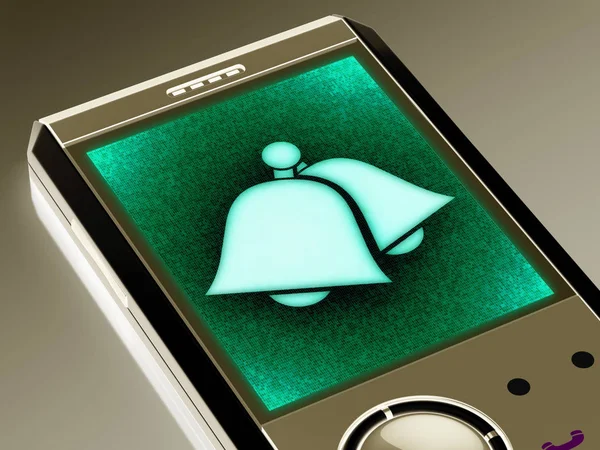 Bell icon in the smartphone. 3D Illustration.