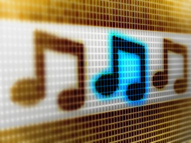 Ekranında müzikal Not. 3D çizim.