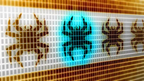 画面上のウイルスのアイコン 解像度 エンコーダー Prores 4444 素晴らしい品質 ループ — ストック動画